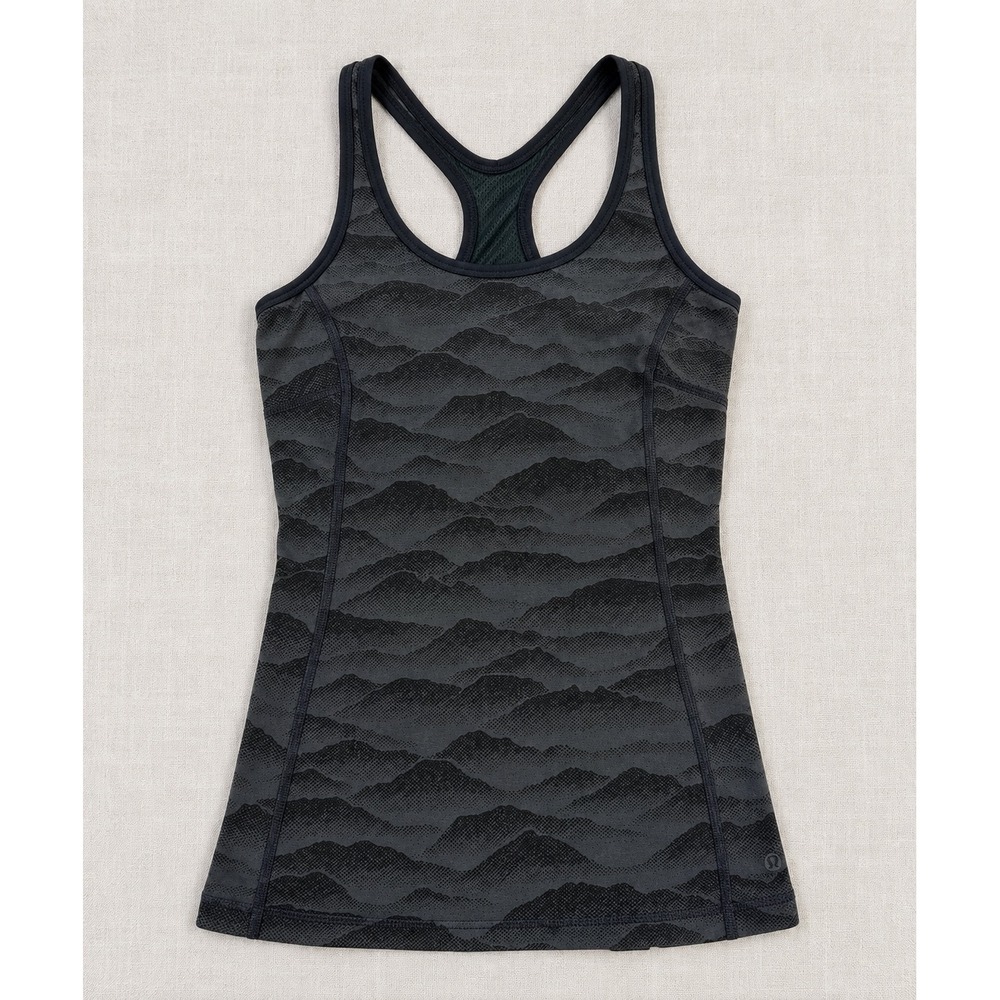Fjallraven Abisko Trekking Tank Top Grey Mountain Print Shelf Bra Women XS